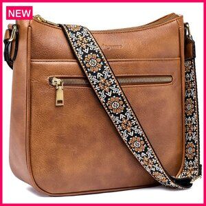 Vegan Leather Crossbody Bag Adjustable Strap Multiple Pockets Lightweight Daily